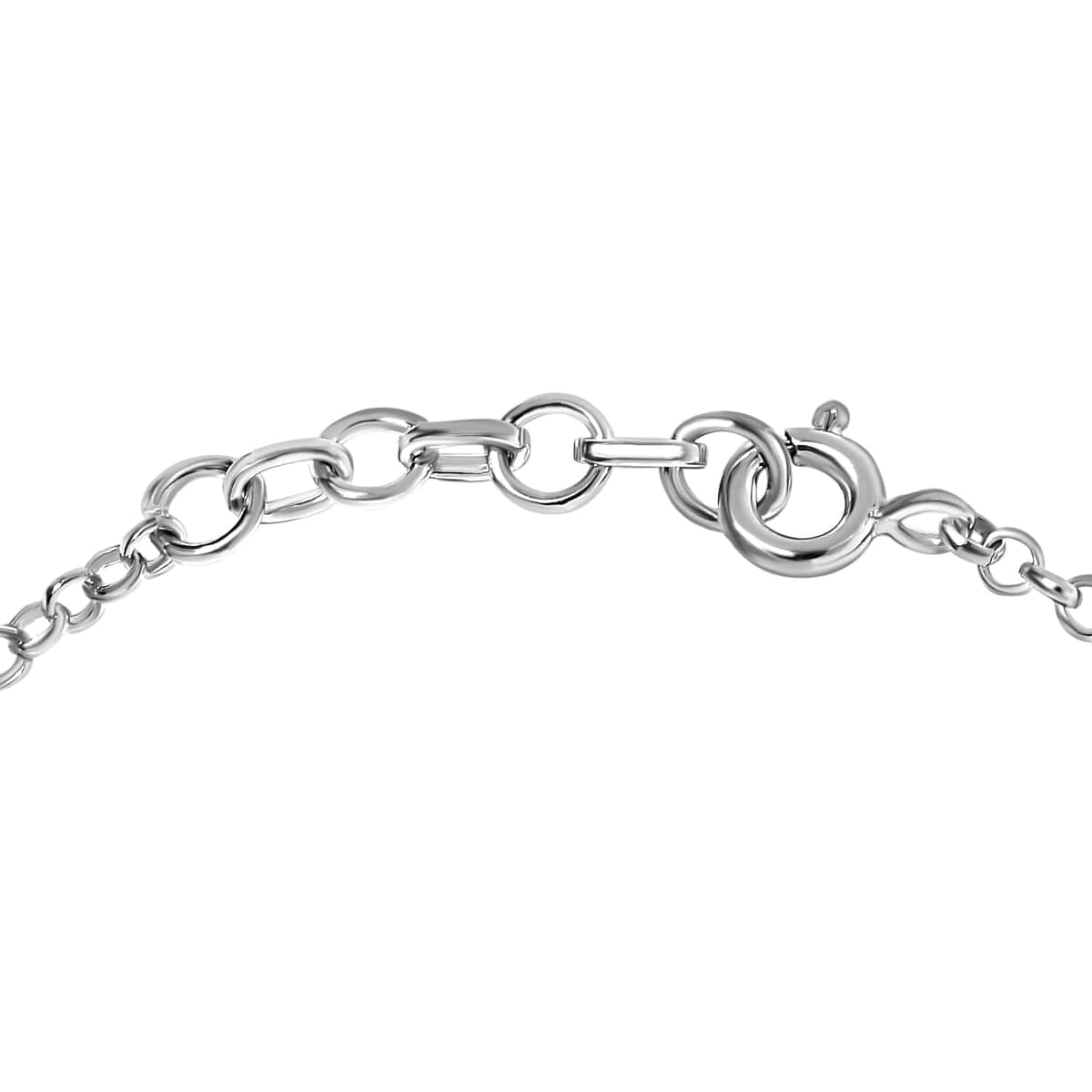 Heart Bracelet , Heart and X Bracelet , Platinum Over Sterling Silver Bracelet , Heart Silver Bracelet (7.25 In) 3.40 Grams image number 2