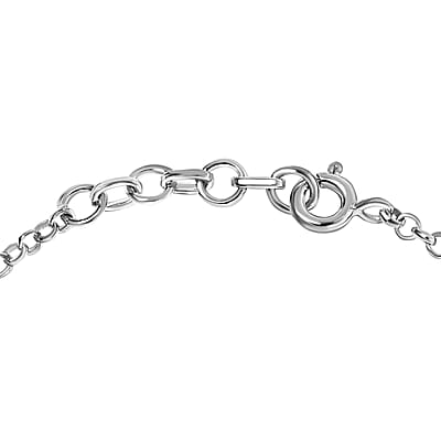 Heart Bracelet , Heart and X Bracelet , Platinum Over Sterling Silver Bracelet , Heart Silver Bracelet (7.25 In) 3.40 Grams