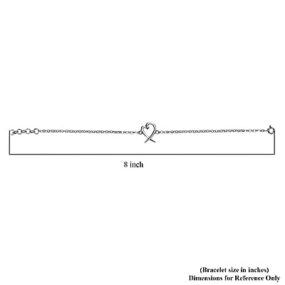 Heart Bracelet , Heart and X Bracelet , Platinum Over Sterling Silver Bracelet , Heart Silver Bracelet (7.25 In) 3.40 Grams