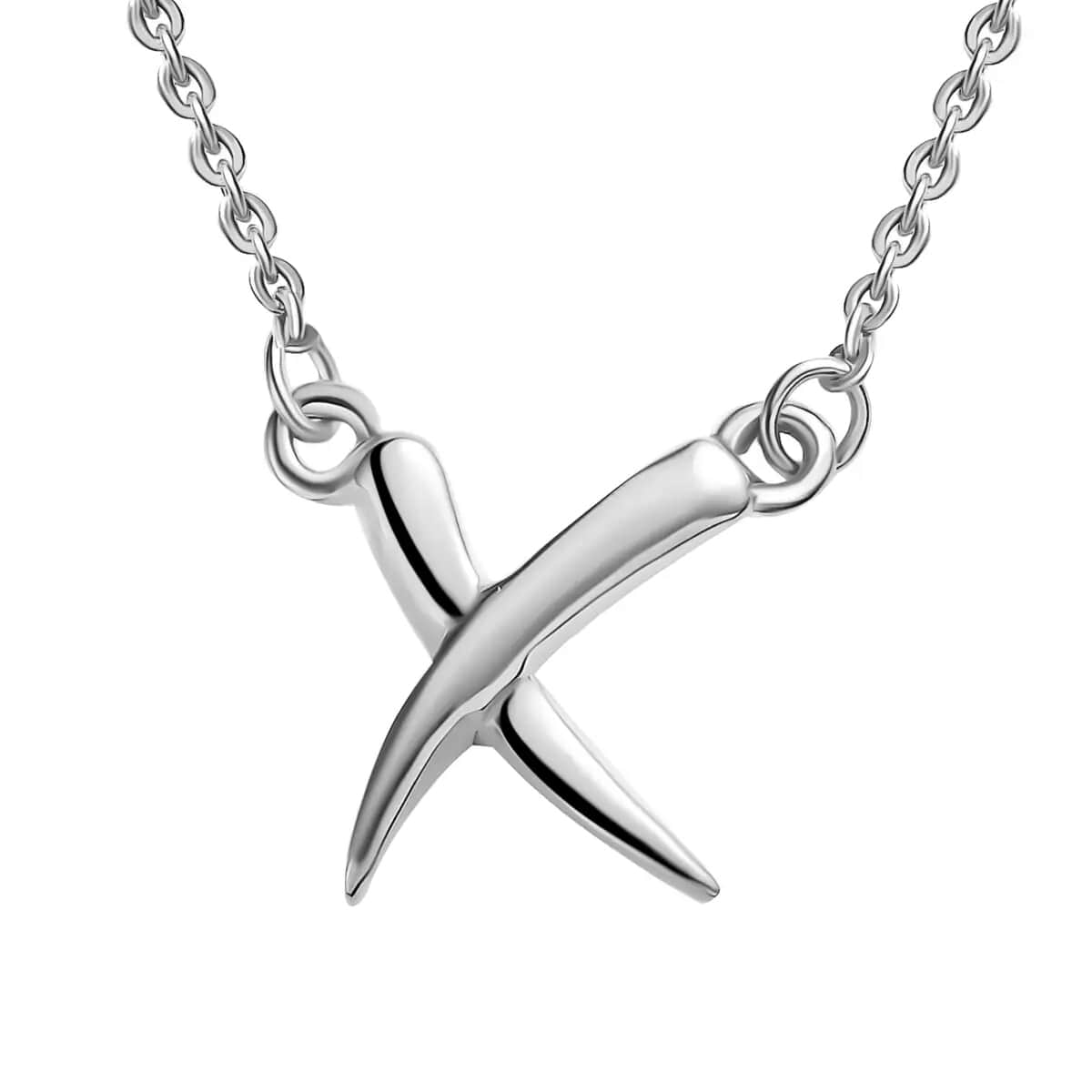 Platinum Over Sterling Silver Crossover Necklace 18 Inches 2.85 Grams image number 0