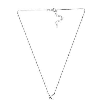 Crossover Necklace, Platinum Over Sterling Silver Necklace, X Necklace, 18 Inch Necklace 2.85 Grams