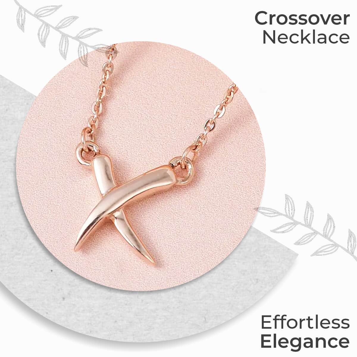 Crossover Necklace, Vermeil Rose Gold Over Sterling Silver Necklace, X Necklace, 18 Inch Necklace 2.85 Grams image number 1