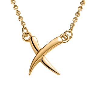 Crossover Necklace, Vermeil Yellow Gold Over Sterling Silver Necklace, X Necklace, 18 Inch Necklace 2.85 Grams