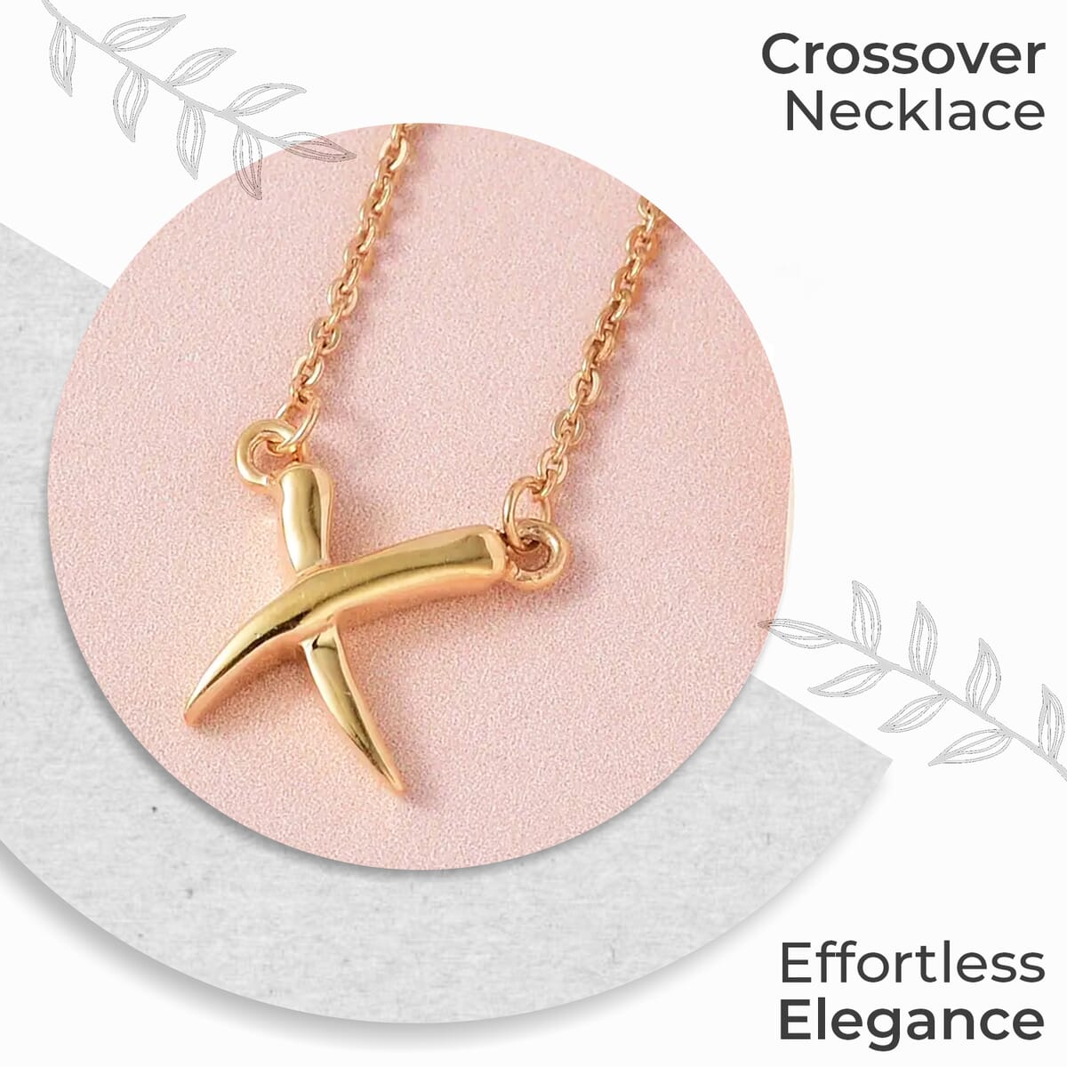 Crossover Necklace, Vermeil Yellow Gold Over Sterling Silver Necklace, X Necklace, 18 Inch Necklace 2.85 Grams image number 1