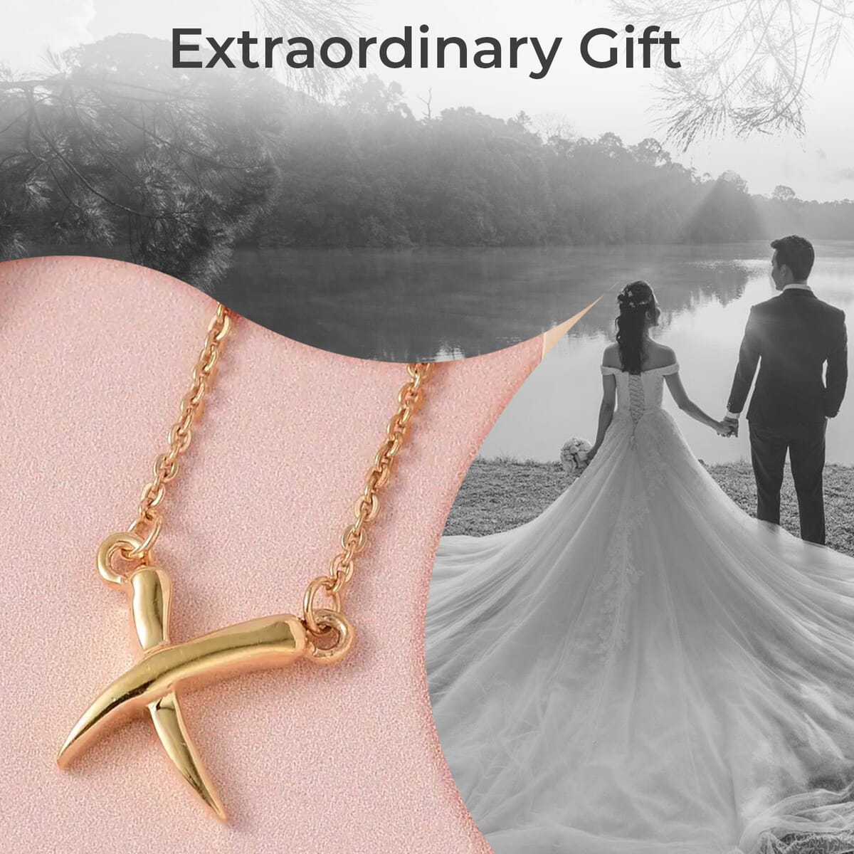 Crossover Necklace, Vermeil Yellow Gold Over Sterling Silver Necklace, X Necklace, 18 Inch Necklace 2.85 Grams image number 3