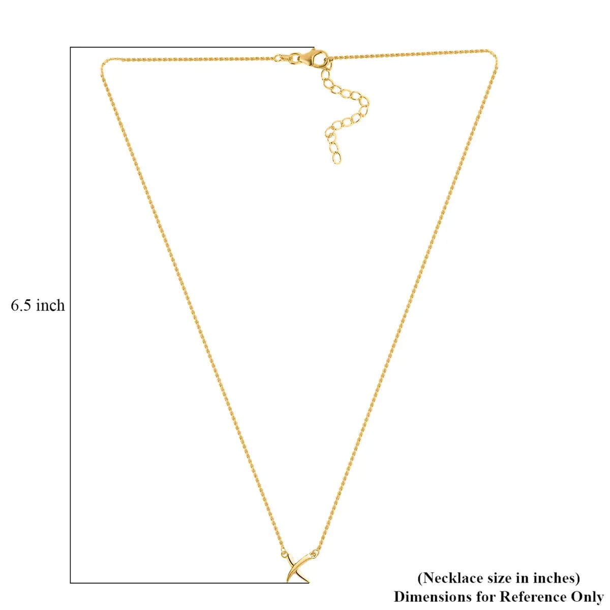 Crossover Necklace, Vermeil Yellow Gold Over Sterling Silver Necklace, X Necklace, 18 Inch Necklace 2.85 Grams image number 5