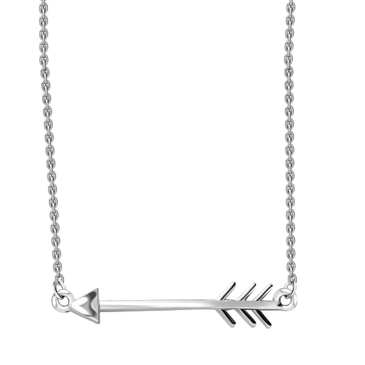 Platinum Over Sterling Silver Arrow Necklace 18 Inches 2.85 Grams image number 0