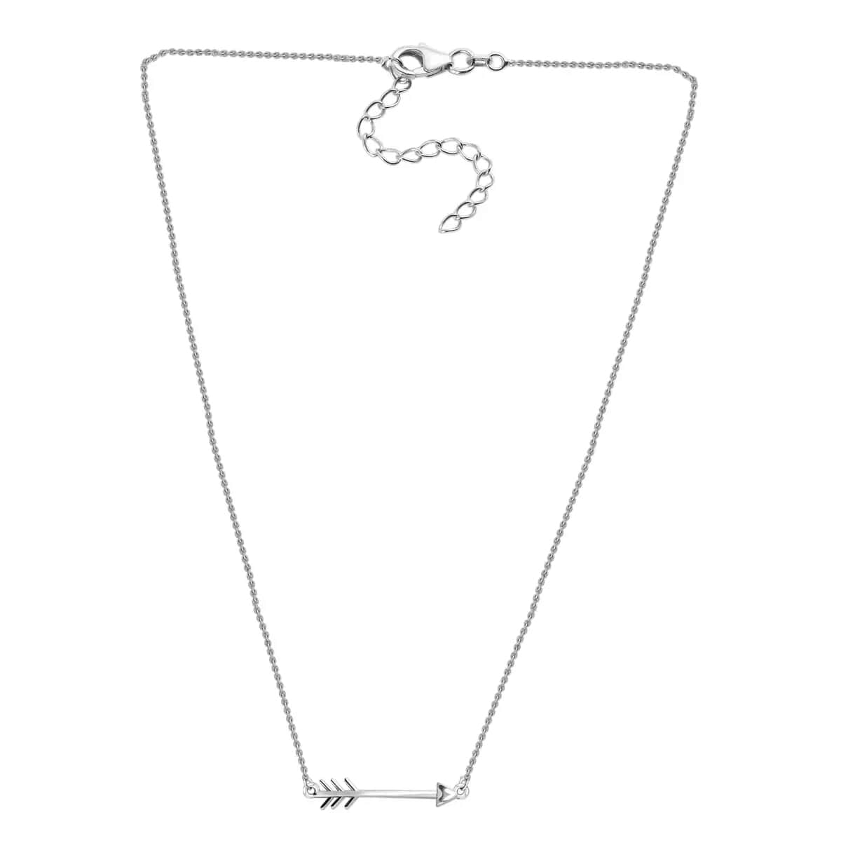 Platinum Over Sterling Silver Arrow Necklace 18 Inches 2.85 Grams image number 4