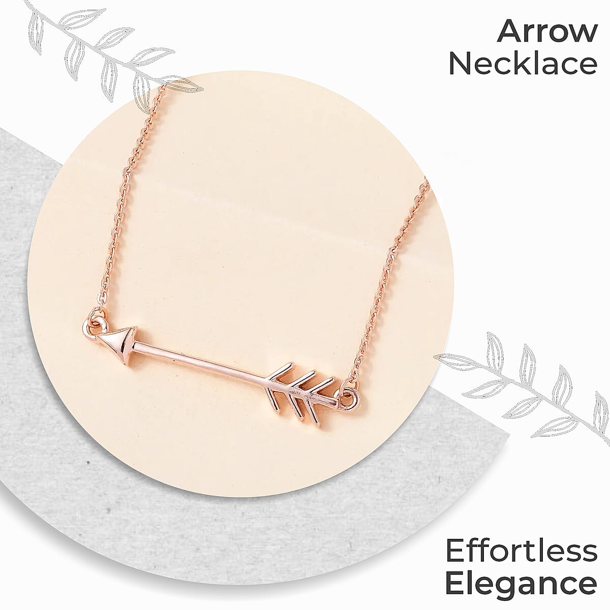 Arrow Necklace , Vermeil Rose Gold Over Sterling Silver Necklace , 18 inch necklace , Arrow Silver Necklace 2.85 Grams image number 1