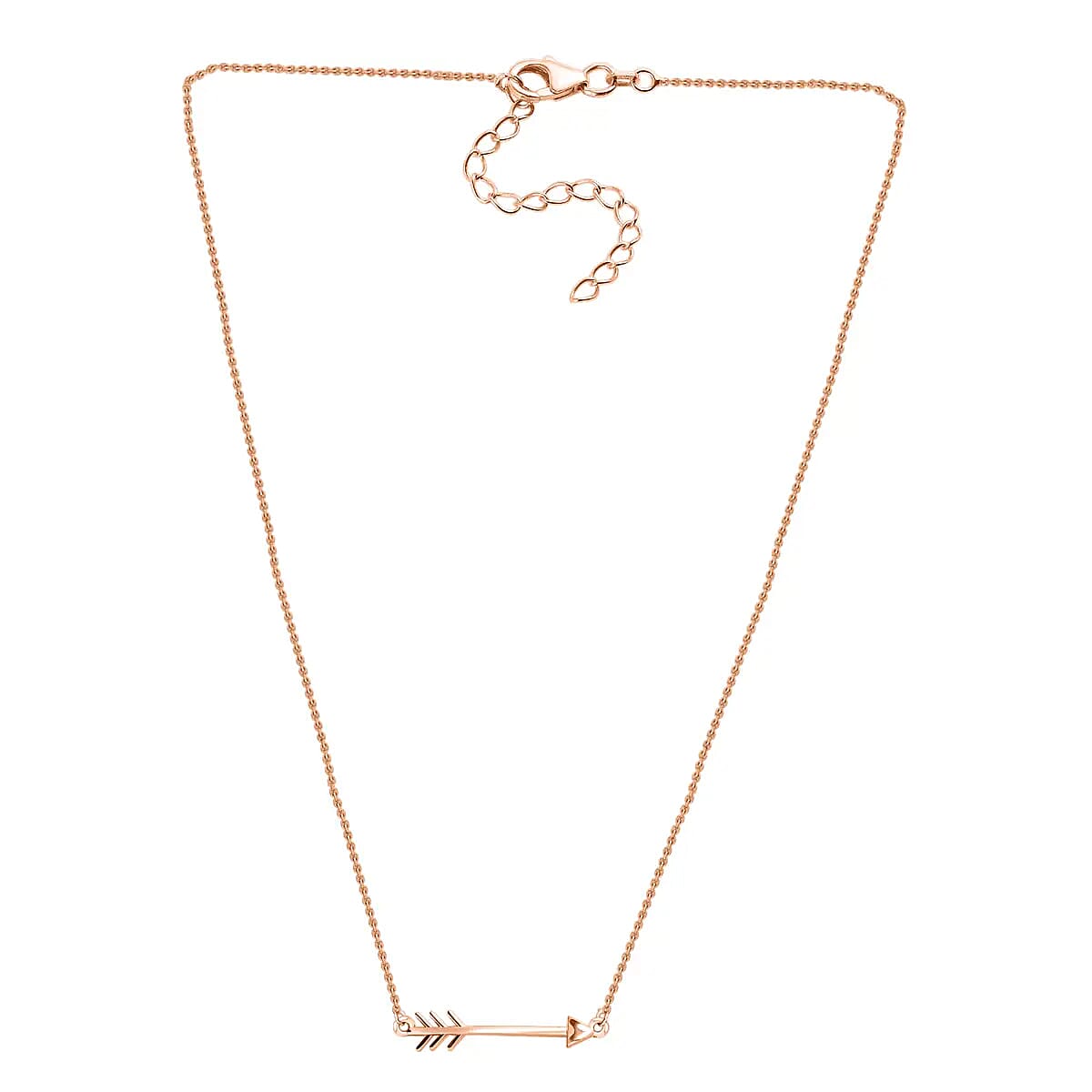 Arrow Necklace , Vermeil Rose Gold Over Sterling Silver Necklace , 18 inch necklace , Arrow Silver Necklace 2.85 Grams image number 4