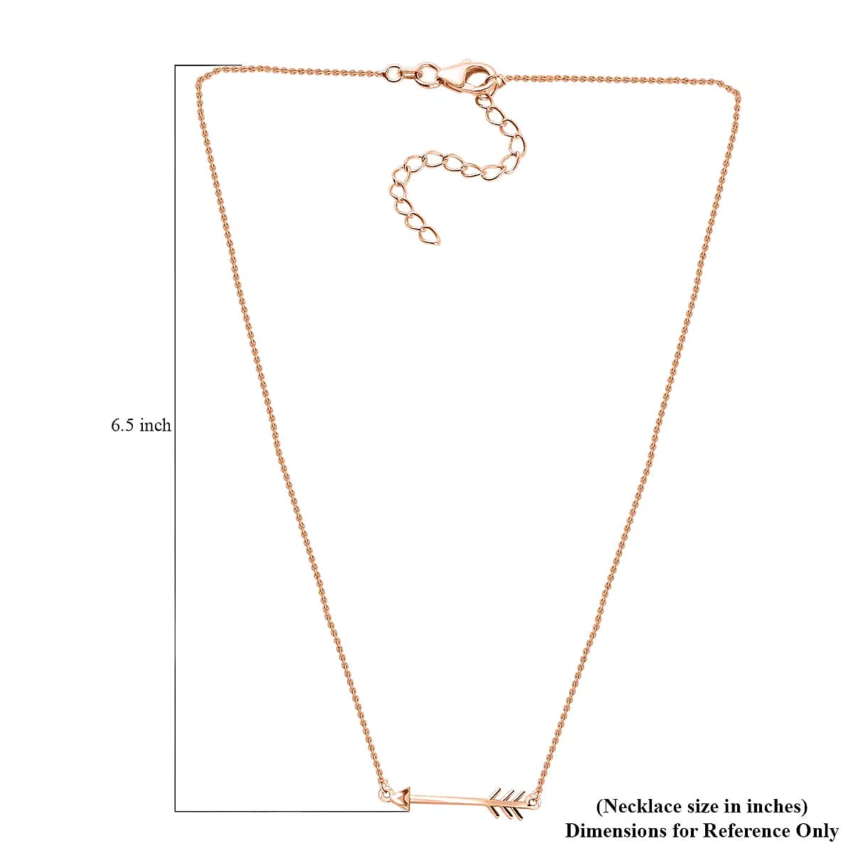 Arrow Necklace , Vermeil Rose Gold Over Sterling Silver Necklace , 18 inch necklace , Arrow Silver Necklace 2.85 Grams image number 6