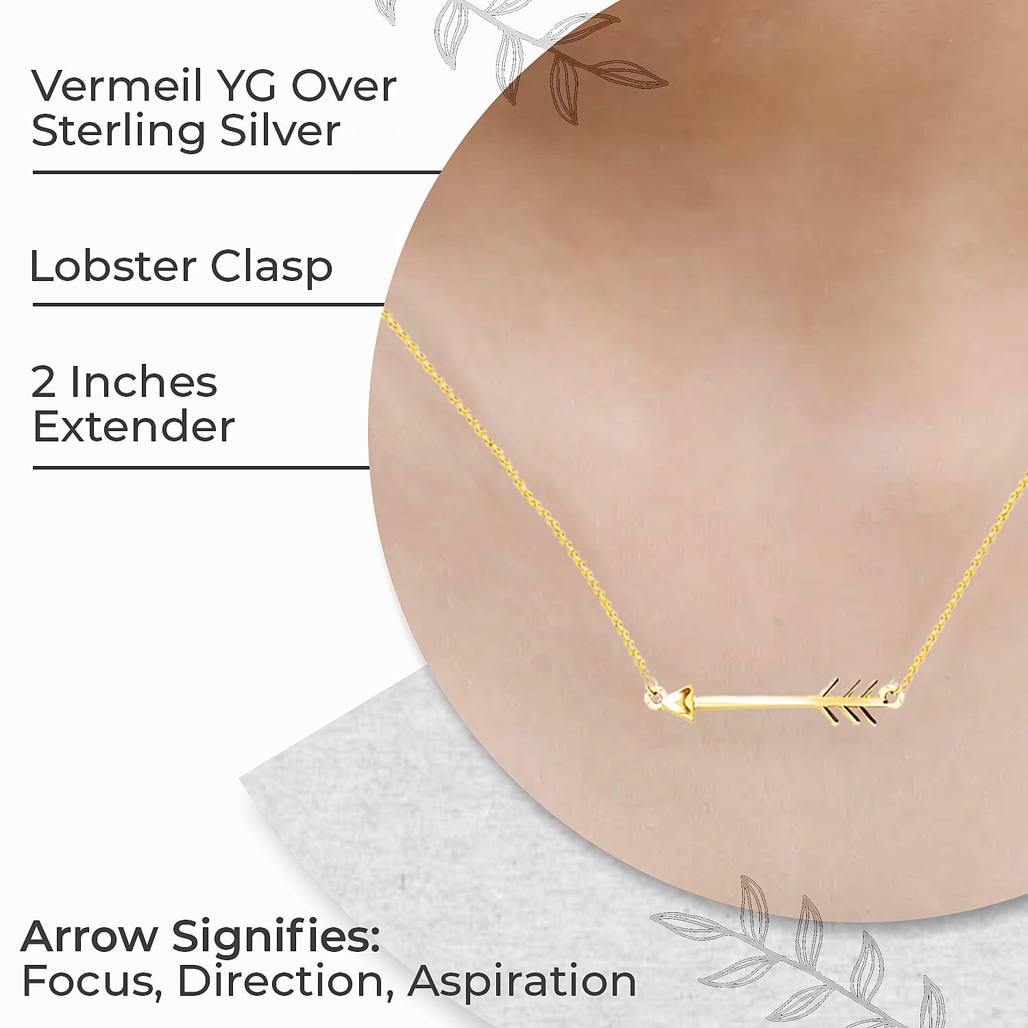 Arrow Necklace, Vermeil Yellow Gold Over Sterling Silver Necklace, 18 inch necklace, Arrow Silver Necklace 2.85 Grams