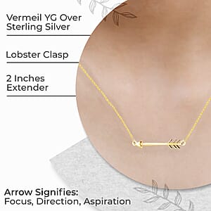 Arrow Necklace, Vermeil Yellow Gold Over Sterling Silver Necklace, 18 inch necklace, Arrow Silver Necklace 2.85 Grams