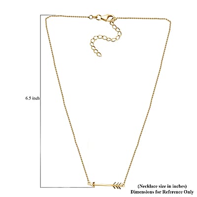 Arrow Necklace, Vermeil Yellow Gold Over Sterling Silver Necklace, 18 inch necklace, Arrow Silver Necklace 2.85 Grams