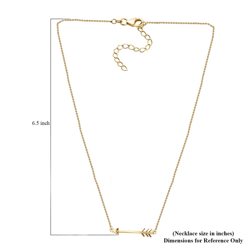 Arrow Necklace, Vermeil Yellow Gold Over Sterling Silver Necklace, 18 inch necklace, Arrow Silver Necklace 2.85 Grams