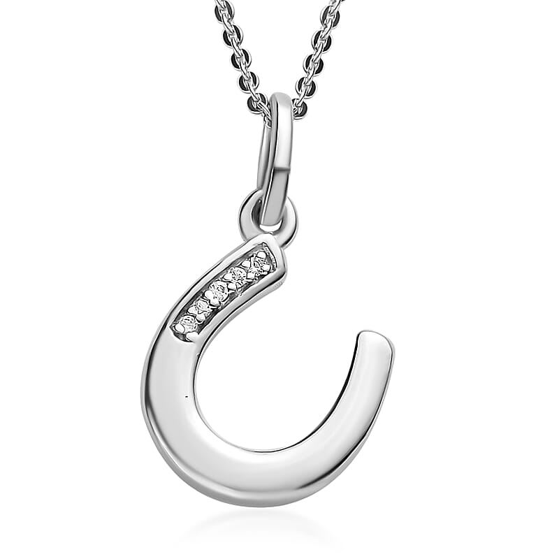 White Zircon Pendant in Platinum Over Sterling Silver