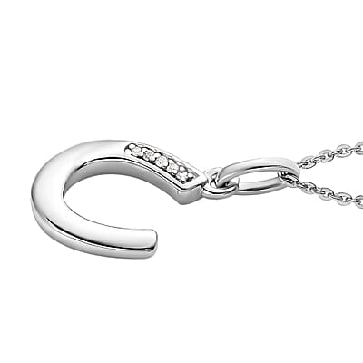 White Zircon Pendant in Platinum Over Sterling Silver