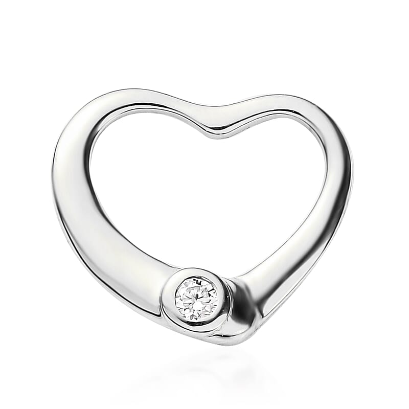 Moissanite Heart Pendant without Chain in Platinum Over Sterling Silver 0.07 ctw