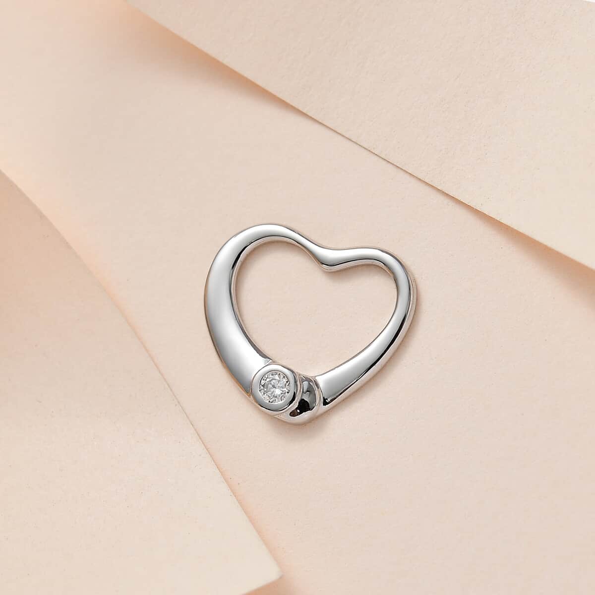 Moissanite Heart Pendant in Platinum Over Sterling Silver 0.07 ctw image number 1