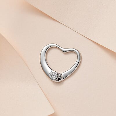 Moissanite Heart Pendant without Chain in Platinum Over Sterling Silver 0.07 ctw