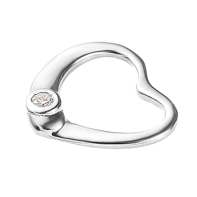 Moissanite Heart Pendant without Chain in Platinum Over Sterling Silver 0.07 ctw