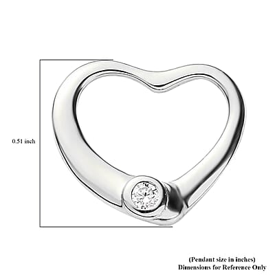 Moissanite Heart Pendant without Chain in Platinum Over Sterling Silver 0.07 ctw