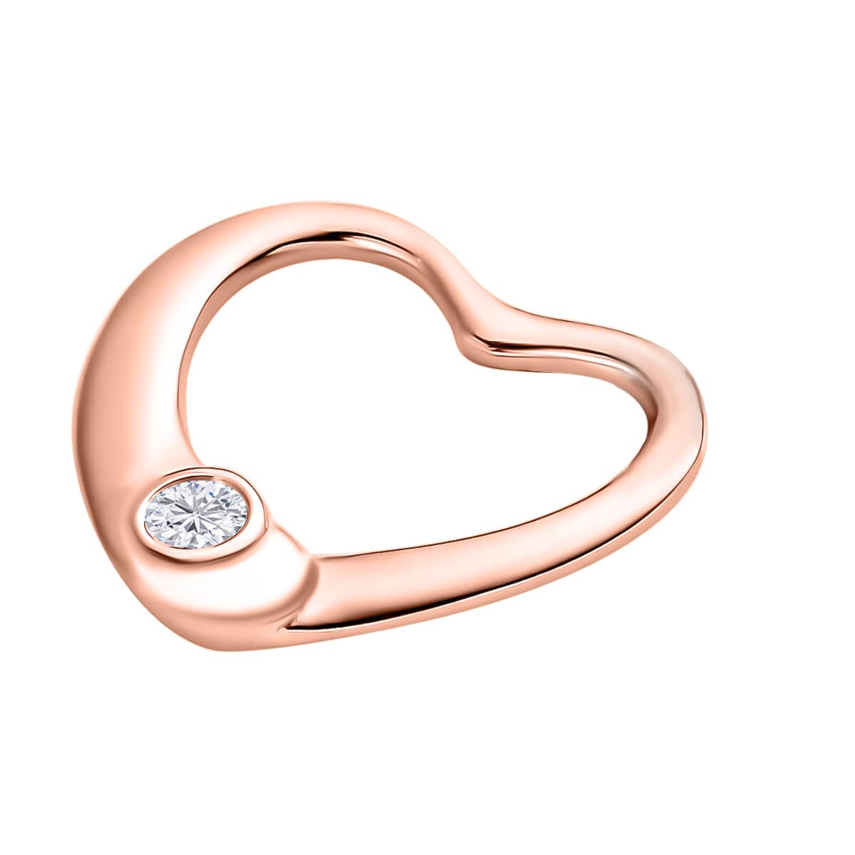 Moissanite Heart Pendant in Vermeil Rose Gold Over Sterling Silver 0.07 ctw image number 3