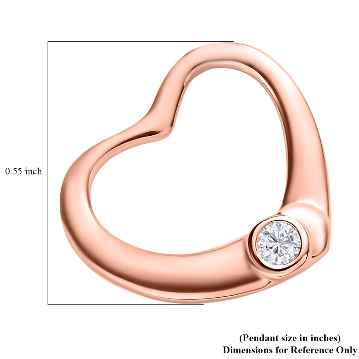 Moissanite Heart Pendant in Vermeil Rose Gold Over Sterling Silver 0.07 ctw image number 5