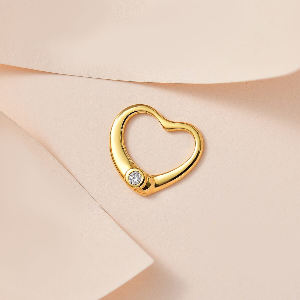 Moissanite Heart Pendant in Vermeil Yellow Gold Over Sterling Silver 0.07 ctw image number 1