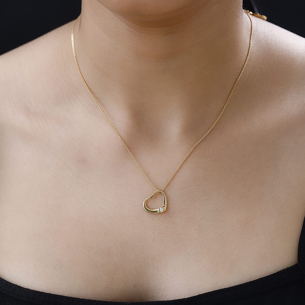 Moissanite Heart Pendant in Vermeil Yellow Gold Over Sterling Silver 0.07 ctw image number 2