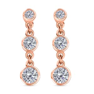 Moissanite 1.60 ctw Dangle Earrings, Drop Earrings, Perfect Earrings For Women in Vermeil Rose Gold Over Sterling Silver