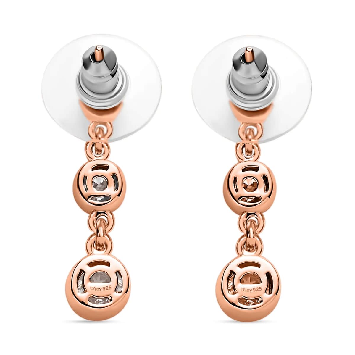 Moissanite 1.60 ctw Dangle Earrings, Drop Earrings, Perfect Earrings For Women in Vermeil Rose Gold Over Sterling Silver image number 6