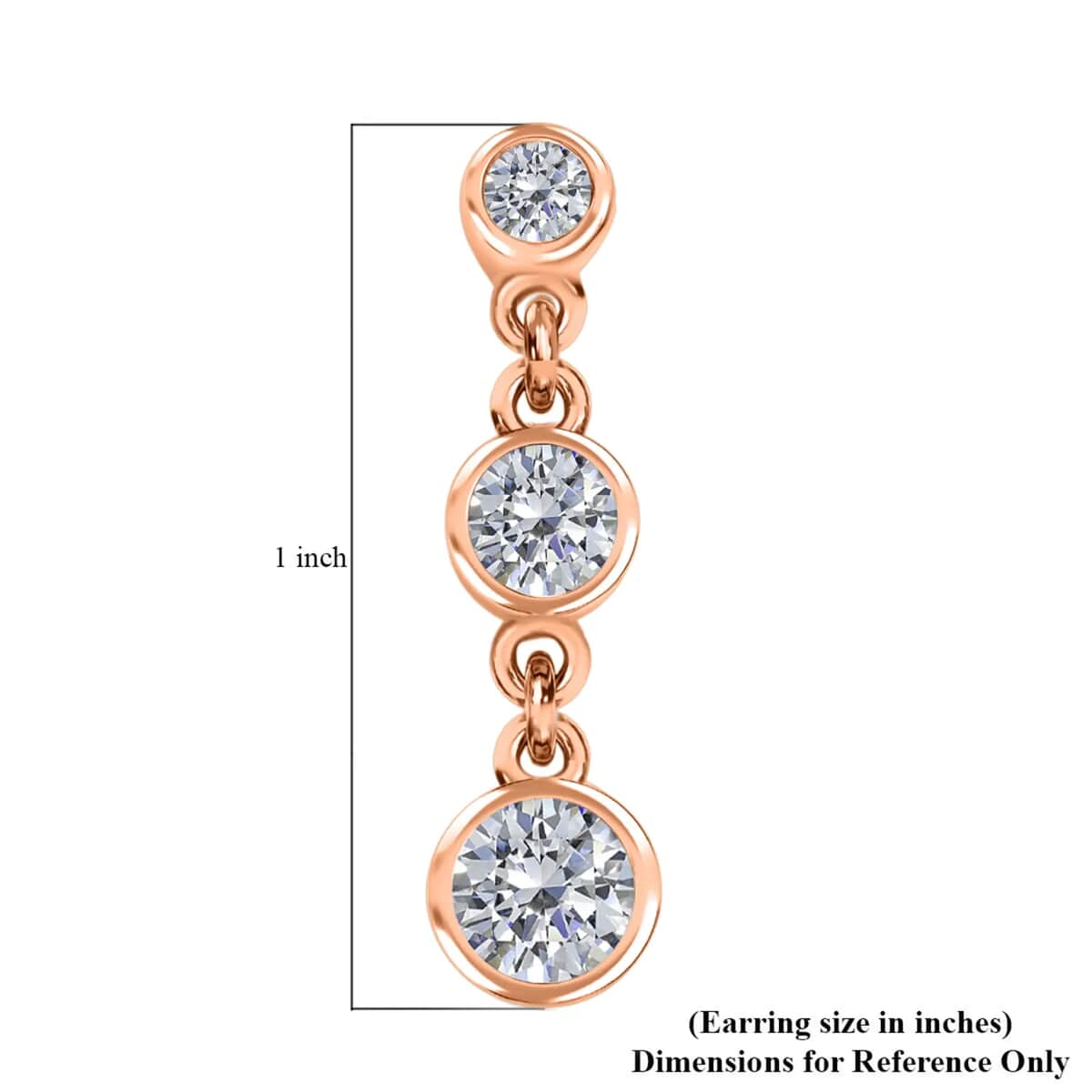 Moissanite 1.60 ctw Dangle Earrings, Drop Earrings, Perfect Earrings For Women in Vermeil Rose Gold Over Sterling Silver image number 7