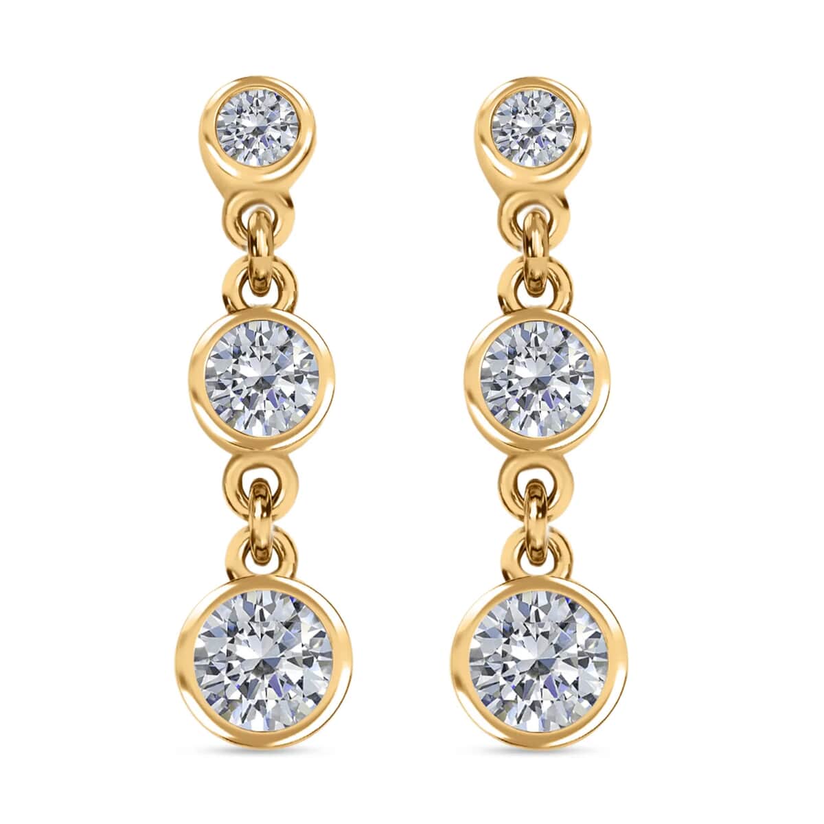 Mother’s Day Gift Moissanite Dangle Earrings, Drop Earrings, Perfect Earrings For Women in Vermeil Yellow Gold Over Sterling Silver 1.60 ctw image number 0