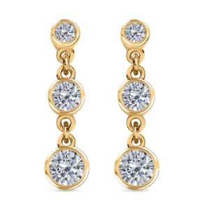 Moissanite Dangle Earrings, Drop Earrings, Perfect Earrings For Women in Vermeil Yellow Gold Over Sterling Silver 1.60 ctw