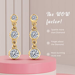 Moissanite 1.60 ctw Dangle Earrings, Drop Earrings, Perfect Earrings For Women in Vermeil Yellow Gold Over Sterling Silver