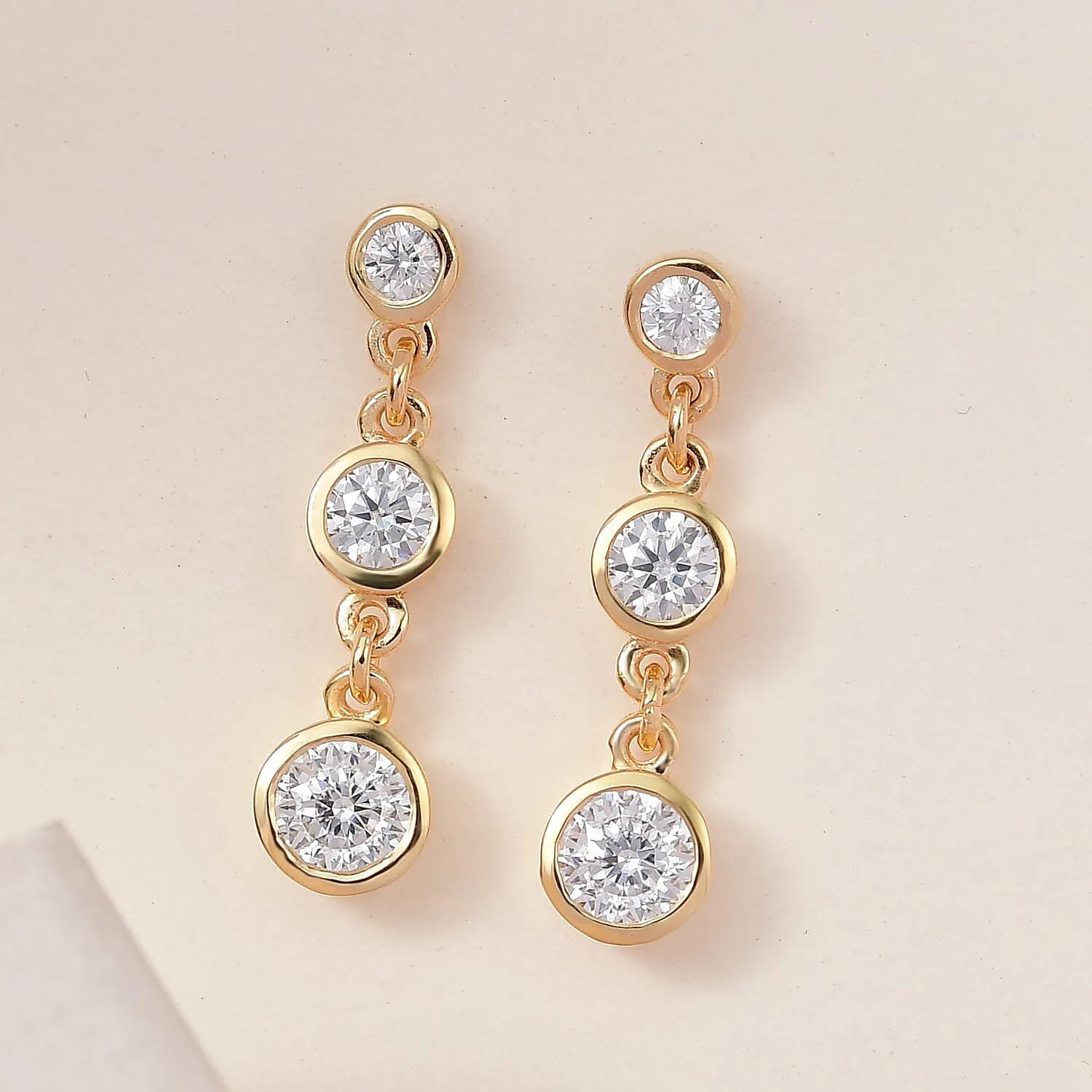 Moissanite 1.60 ctw Dangle Earrings, Drop Earrings, Perfect Earrings For Women in Vermeil Yellow Gold Over Sterling Silver