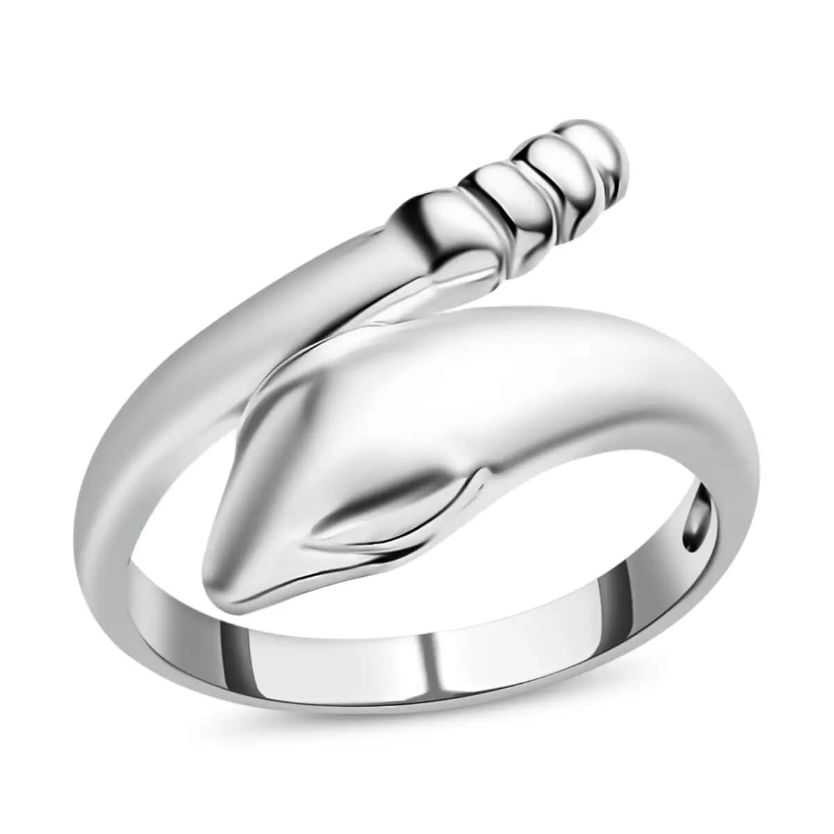 Snake Ring, Platinum Over Sterling Silver Ring, Snake Silver Ring (Size 10.0) 3.50 Grams image number 0