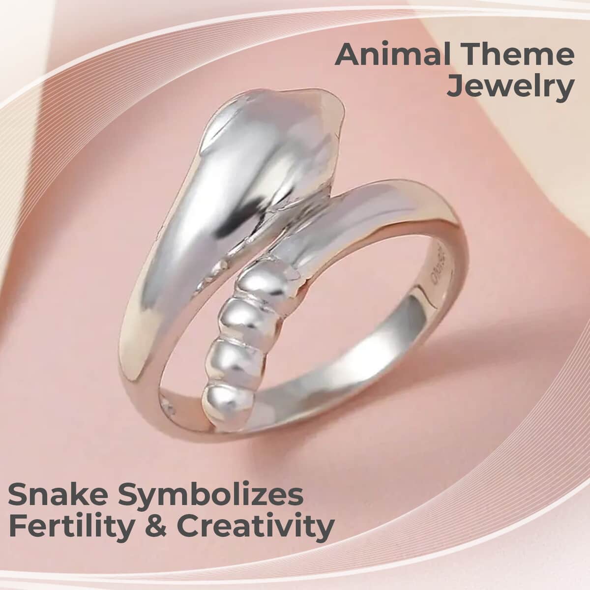 Snake Ring, Platinum Over Sterling Silver Ring, Snake Silver Ring (Size 5.0) 3.50 Grams image number 1