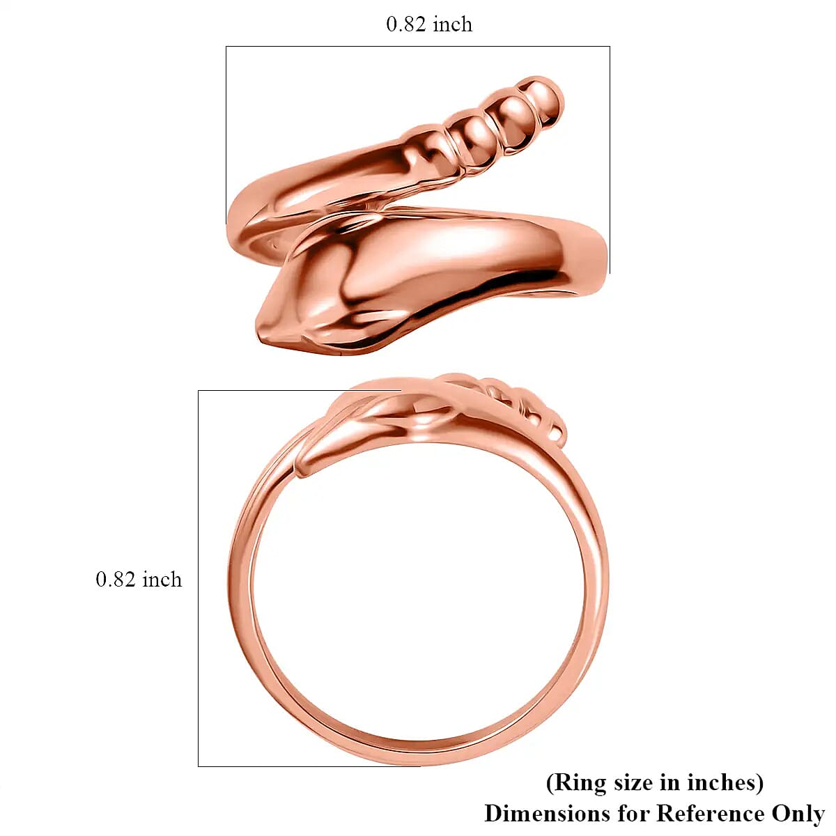 Snake Ring, Vermeil Rose Gold Over Sterling Silver Ring, Snake Silver Ring (Size 8.0) 3.50 Grams image number 6