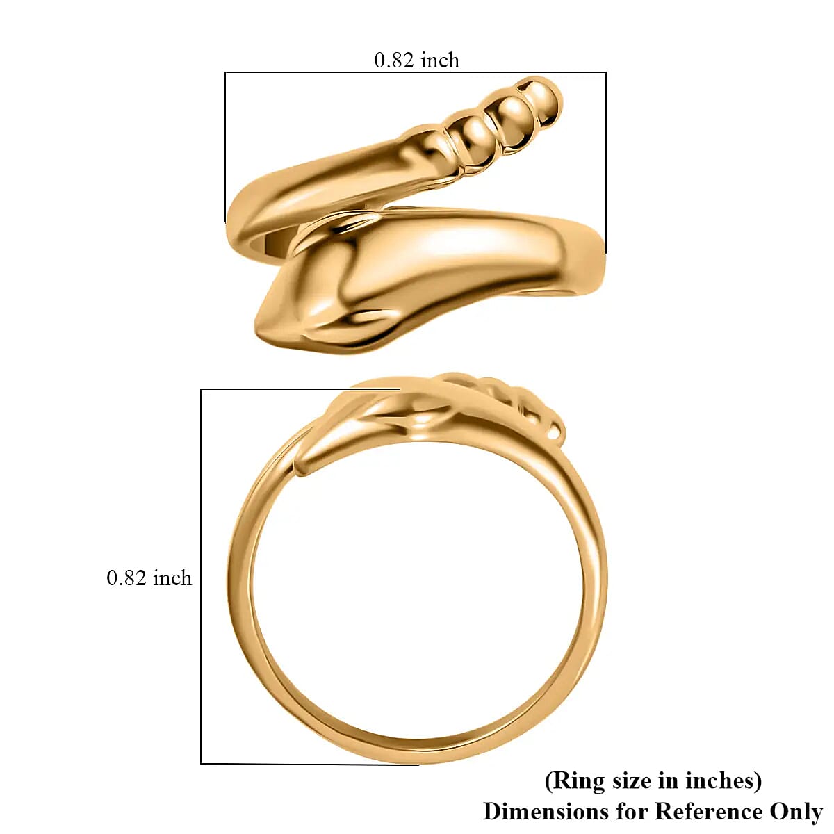 Snake Ring, Vermeil Yellow Gold Over Sterling Silver Ring, Snake Silver Ring (Size 6.0) 3.50 Grams image number 6