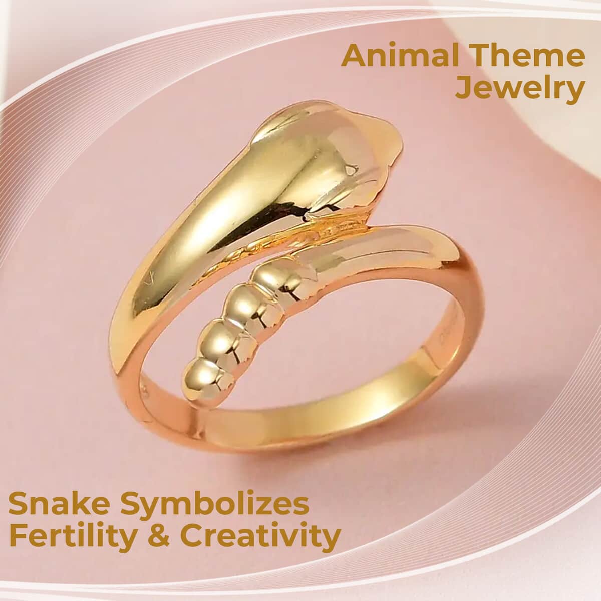 Snake Ring, Vermeil Yellow Gold Over Sterling Silver Ring, Snake Silver Ring (Size 7.0) 3.50 Grams image number 1