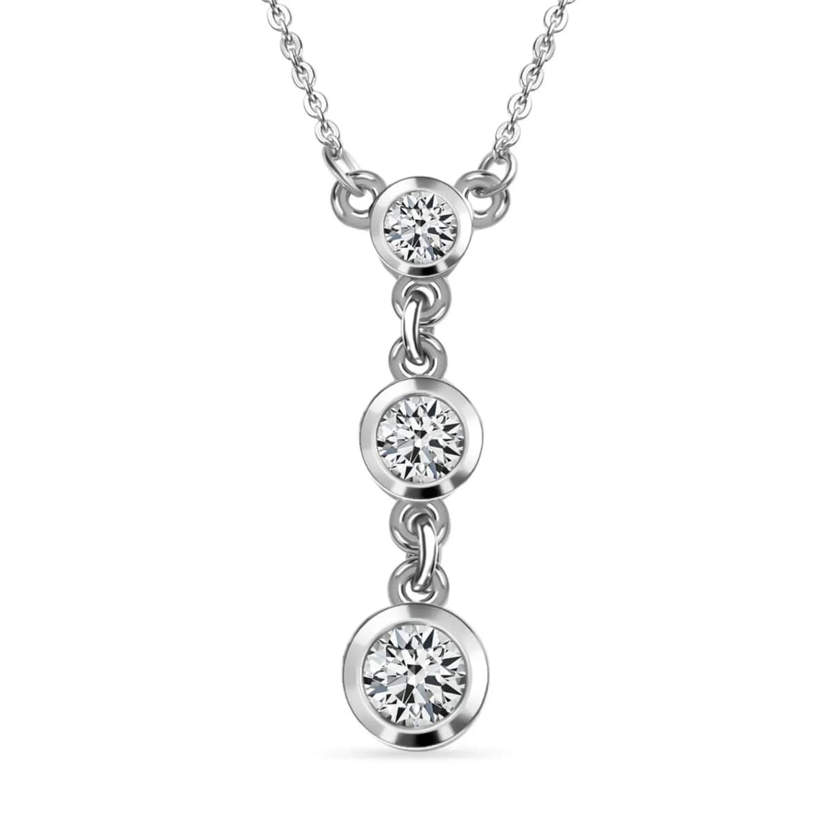 Mother’s Day Gift Moissanite Necklace, Trilogy Necklace, Three Stone Necklace, Sterling Silver Necklace, 18-20 Inches Necklace 0.75 ctw image number 0