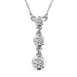 Mother’s Day Gift Moissanite Necklace, Trilogy Necklace, Three Stone Necklace, Sterling Silver Necklace, 18-20 Inches Necklace 0.75 ctw