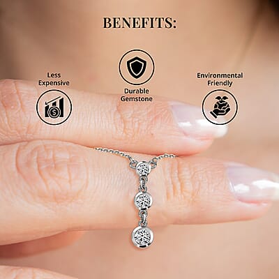 Moissanite 0.75 ctw Necklace, Trilogy Necklace, Three Stone Necklace, Sterling Silver Necklace, 18-20 Inches Necklace