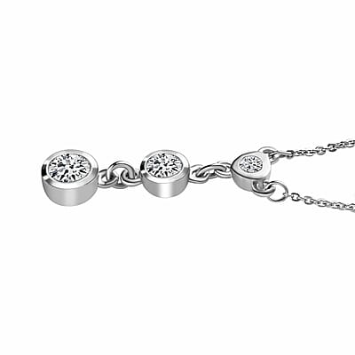 Moissanite 0.75 ctw Necklace, Trilogy Necklace, Three Stone Necklace, Sterling Silver Necklace, 18-20 Inches Necklace