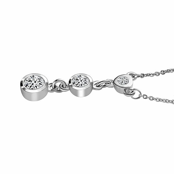 Moissanite 0.75 ctw Necklace, Trilogy Necklace, Three Stone Necklace, Sterling Silver Necklace, 18-20 Inches Necklace