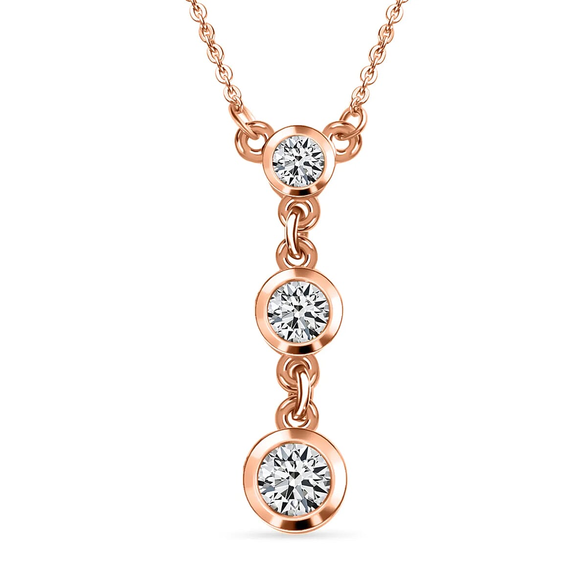 Moissanite 0.75 ctw Necklace, Trilogy Necklace, Three Stone Necklace, Sterling Silver Necklace, 18-20 Inches Necklace image number 0