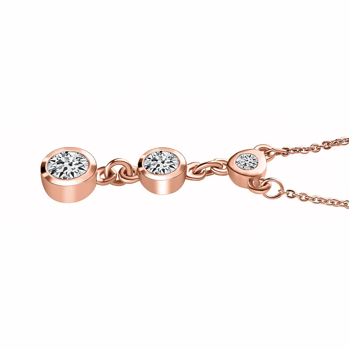 Moissanite 0.75 ctw Necklace, Trilogy Necklace, Three Stone Necklace, Sterling Silver Necklace, 18-20 Inches Necklace image number 5