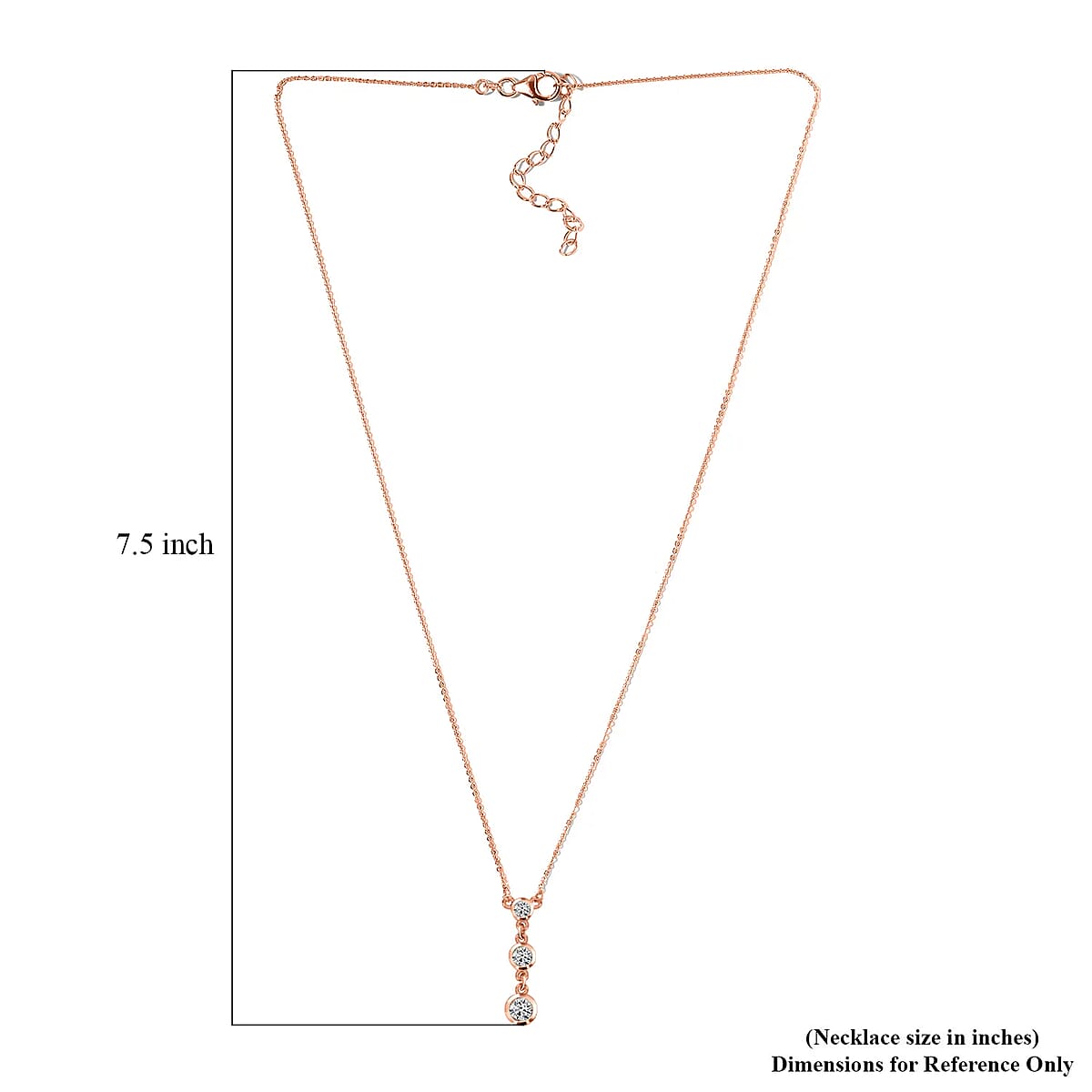 Moissanite 0.75 ctw Necklace, Trilogy Necklace, Three Stone Necklace, Sterling Silver Necklace, 18-20 Inches Necklace image number 6